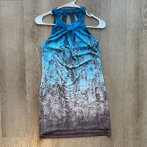 White House Black Market Halter Dress XXS Mojave Ombré Mykonos Blue